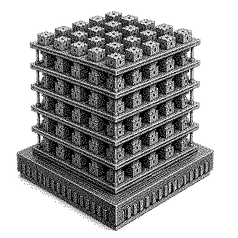 Vergleichsschema: links eine flache Reihe einzelner Speicherzellen in einer Ebene, rechts ein Stapel aus vielen abwechselnd leitenden und isolierenden Schichten, durch den senkrechte Kanäle verlaufen; an jedem Schnittpunkt von Kanal und leitender Schicht sitzt eine Speicherzelle.