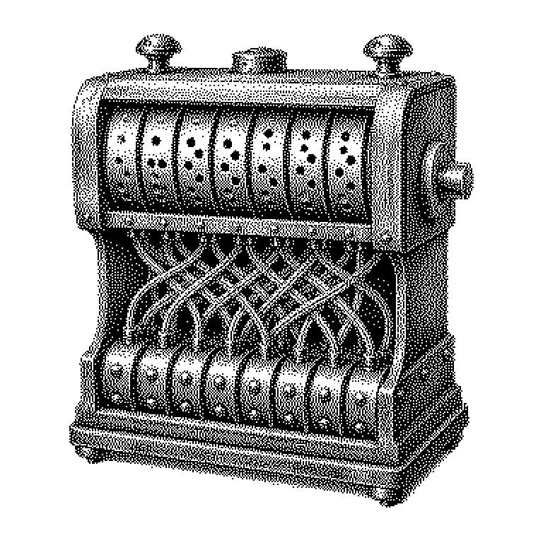 Zweistufiges Schema der ADFGVX-Chiffre: links ein 6x6-Quadrat mit Buchstaben und Ziffern, dessen Zeilen und Spalten mit A, D, F, G, V, X beschriftet sind und aus jedem Zeichen ein Buchstabenpaar macht; rechts eine Tabelle unter einem Schlüsselwort, deren Spalten alphabetisch sortiert und dann von oben nach unten abgelesen werden.
