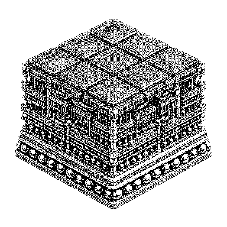 Schematischer Querschnitt eines Chipgehäuses: unten die Trägerplatine, darüber ein Silizium-Interposer, auf dem links ein Rechenchip und rechts zwei gestapelte Speichertürme sitzen; feine Leitungen im Interposer verbinden Rechenchip und Speicher, senkrechte Durchkontaktierungen führen durch die Speicherstapel.