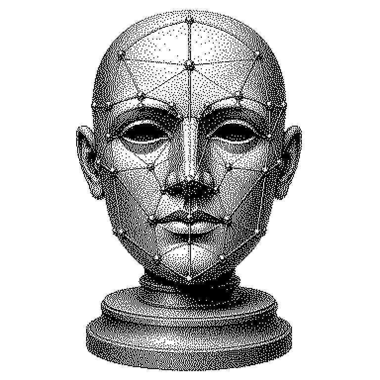 Vierstufiges Schema: Kamerabild eines Gesichts, dann dasselbe Gesicht mit gesetzten Landmarkenpunkten an Augen, Nase und Mund, daraus berechnete Abstände und Winkel, schließlich ein Zahlenvektor als Template, der mit einem gespeicherten Template verglichen wird.