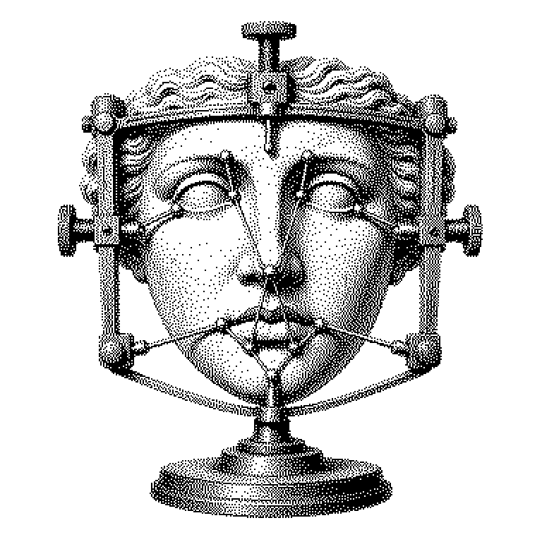 Schematisches Gesicht mit eingezeichneten Landmark-Punkten: nummerierte Punkte entlang der Augenbrauen, Augen, Nase, Mundkontur und Kinnlinie; daneben eine kleine Heatmap, die die Wahrscheinlichkeitsverteilung für einen einzelnen Punkt zeigt.