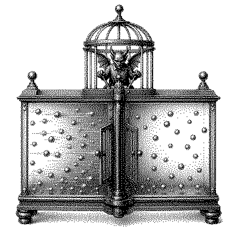Schematische Darstellung: Ein Behälter mit Gas, geteilt durch eine Wand mit kleiner Klappe. Links sammeln sich langsame (blaue) Teilchen, rechts schnelle (rote) Teilchen. An der Klappe sitzt der Dämon, daneben ein Speichersymbol mit Bits, aus dem beim Löschen Wärme entweicht.