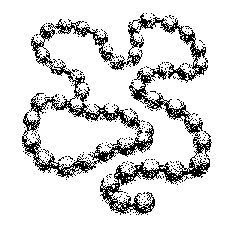 Schema: einzelne gleiche Monomer-Bausteine werden durch Polymerisation zu einer langen Kette verbunden; daneben drei Anordnungen der Ketten – ungeordnet (weich), parallel dicht (fest) und quervernetzt (nicht schmelzbar).