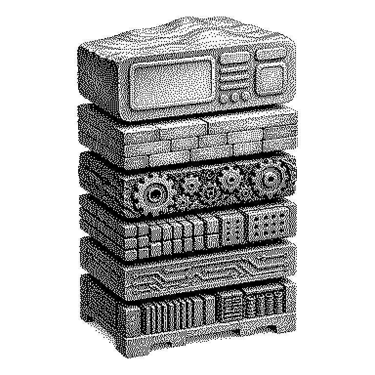 Schichtdiagramm eines Software-Stacks: von unten nach oben Hardware, Betriebssystem, Datenbank und Webserver, Bibliotheken/Framework, ganz oben die Anwendung; Pfeile zeigen, dass jede Schicht nur mit ihren direkten Nachbarn über Schnittstellen kommuniziert.